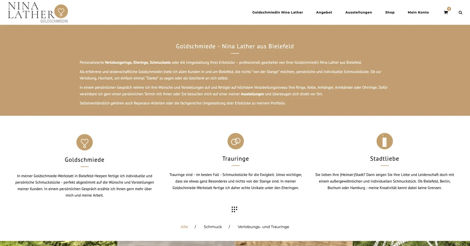 Startseite der Website goldschmied-bielefeld.de